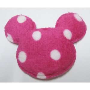 30pc Hot Pink Mouse Head White Dots Felt Padded Applique Embellishment 