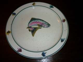Folkcraft Stoneware RAINBOW TROUT by Scotty Z Salad plate  8.5  