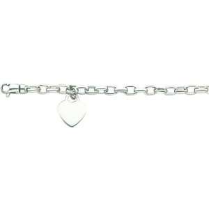  14K White Gold Heart Fancy Link Bracelet 7.5 Jewelry