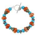 Southwest Moon Sterling Silver Turquoise and Calcite Toggle Bracelet 