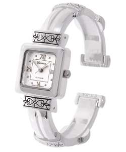 Geneva Silver Plated Square Dial Bangle Watch  