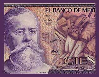 100 PESOS Banknote MEXICO 1982 US   TOLTEC Figure   UNC  