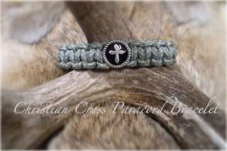 Silver Black Cross Paracord Bracelet Spiritual Military Outdoor 