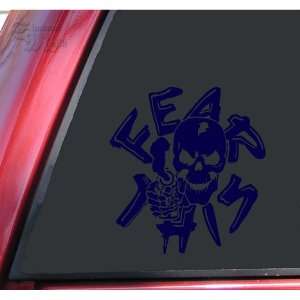   Fear This Skull With Gun Vinyl Decal Sticker   Dark Blue Automotive