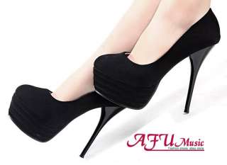 NEW Arrival Womens Faux Suede Platform Pumps Slim High Heel Shoes 