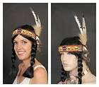 MENS LADIES NATIVE AMERICAN INDIAN COSTUME BEADED FEATHERED HEADDRESS 