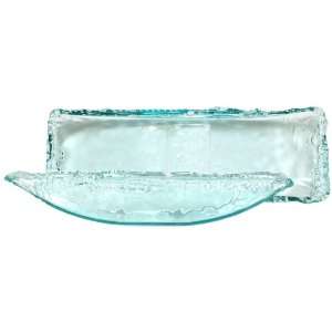  Spanish Recycled Textured Glass Large Crescent Bowl 21x7 
