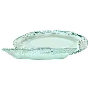  Spanish Recycled Textured Glass Large Oval Bowl 16x7x3H 