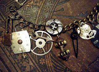 NEVER ENOUGH TIME Steampunk/Industrial Vtg Watch Parts/Dials Charm 