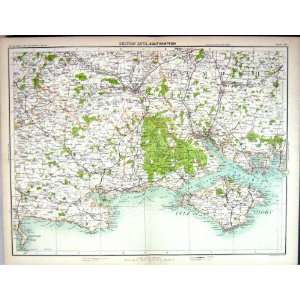   Map England 1891 Southampton Isle Wight Southampton Poole: Home