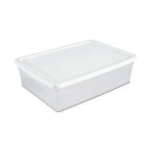 Underbed Storage   (4) 32 Quart Boxes (Clear/White) (6.25H (w/lid 6H 