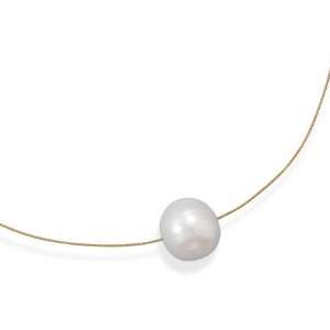 16 Inch 24 Karat Gold Plated Necklace with Cultured Freshwater Pearl