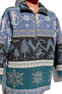 Mens LL. BEAN Winter Blanket Wool COAT Jacket SKIER REINDEER 
