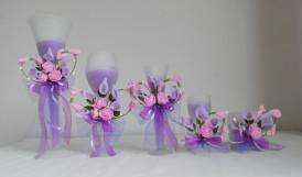 Wedding Bridal Decorations Centerpieces Glass Flower Candle Holder Set 