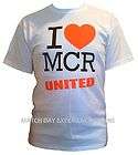 LOVE MCR UNITED I Heart Manchester White Tshirt Gift Adult & Youth 
