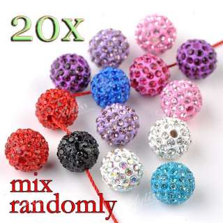 20pcs 10mm Mix Crystal Disco Ball Round Beads Jewelry Findings 