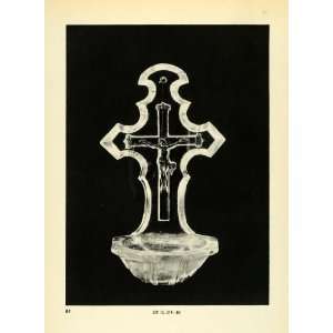 1939 Print Antique Glass Holy Water Stoup Religious Basin Jesus Christ 