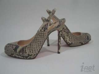 Christian Louboutin Beige/Brown Python Snakeskin Pumps Heels Shoes Sz 