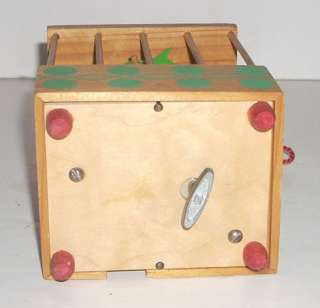 Vintage Handpainted Wood Birdies in Bird Cage Music Box  