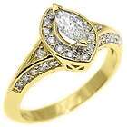 14K Yellow Gold .25 Carat Marquise Cut Diamond Vintage Engagement Ring 