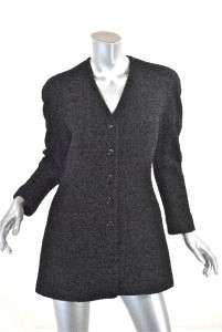 SONIA RYKIEL PARIS Black Wool Boucle Long Jacket Great details Ex Cond 
