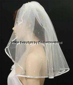 DIAMOND WHITE Wedding Bridal Veil Swarovski Crystal, 5  