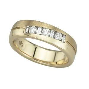  14K Yellow Gold 1/4 ct. Round and Baguette Cut Diamond 