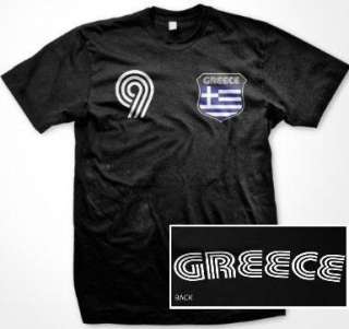 Greece Flag Retro Shield T Shirt Jersey Greek Soccer  
