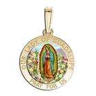   Of Guadalupe Medal Color, Solid 14k White Gold, 3/4 in, size of nickel
