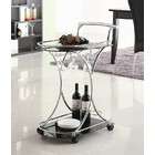 Coaster Serving Cart with Black Glass Shelves in Chrome Metal Frame