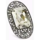 Liz Palacios Piedras Silver Swarovski Crystal Filigree Ring