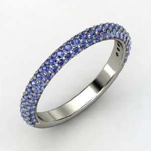  Slim Pave Band, Platinum Ring with Sapphire Jewelry