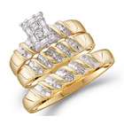   Diamond Engagement Rings & Wedding Bands Set 10k Yellow Gold (0.10 CT