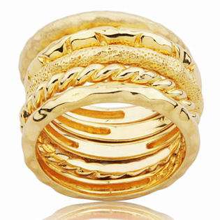 Joolwe 18k Gold Over Sterling Silver Textured Five Band Ring Set