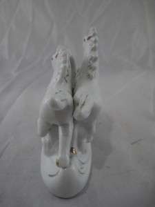   Vintage White with Gold Porcelain Asian Horses Statue Figurine  
