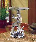 WOLF TABLE WITH GLASS TABLETOP HOME DECOR LAMP TABLE
