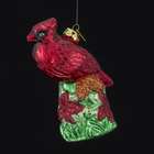KSA Pack of 8 Fused Glass Red Cardinal Bird Christmas Ornaments