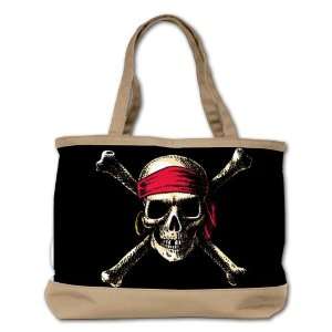   Bag Purse (2 Sided) Tan Pirate Skull Crossbones 