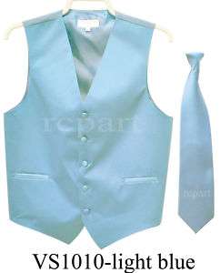 NEW wedding prom Tuxedo Vest & necktie Light Blue, XL  