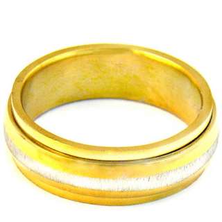 B9180 Mens Gold Noble Size 10 Stainless 316L Steel Spin Ring Fashion 