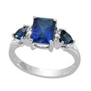 79 ctw Lab Created Blue Sapphire and Diamond Accent Ring in Sterling 