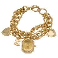 Bongo Ladies Goldtone Charm Bracelet Watch 