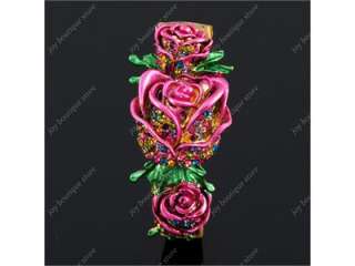 Elegant Rose multi crystal gold hinged Bangle Bracelet  