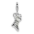   Sterling Silver Rhodium 3D Christmas Stocking w/Lobster Clasp Charm