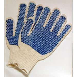  Cotton/Poly Blue PVC Dotted Gloves, Small (Dozen)