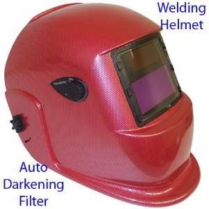   professional Solar Auto Darkening Welding Helmet hood Carbon Fiber RED