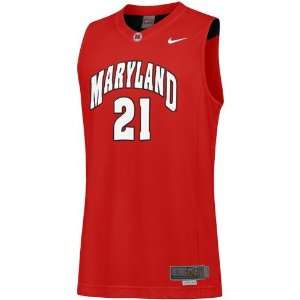   Maryland Terrapins #21 Red Twilled Basketball Jersey Sports
