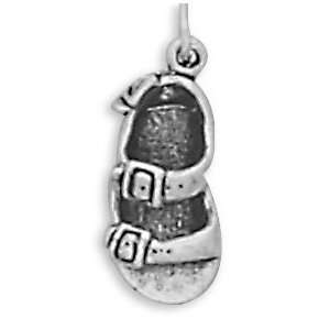  Sterling Silver Charm Pendant Sandal with Buckles 3d 