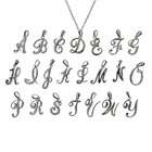 EvesAddiction Sterling Silver Script Initial Pendants   4 inches