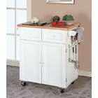   Kitchen Butler Cart with Granite Cutting Board in Antique White Finish